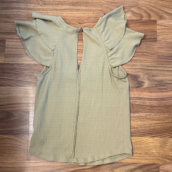 Free People Khaki Flutter Sleeve Blouse - Picture 4 of 4